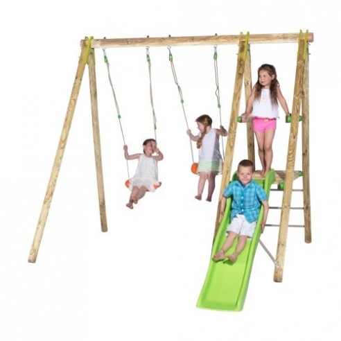 Portique DANI tout bois de 2.3 m avec balançoires - Enfants 3/12 ans