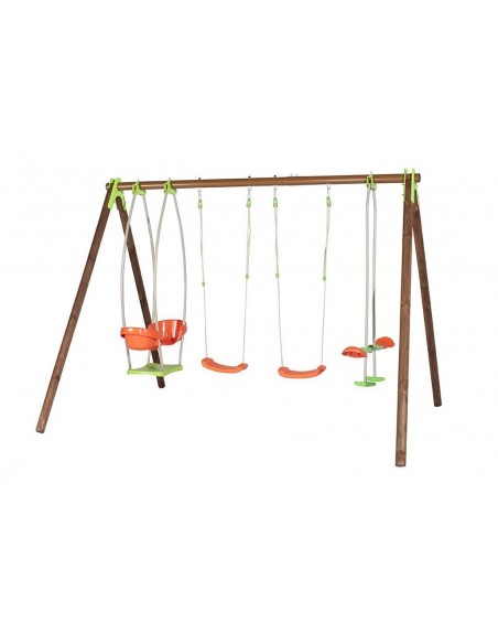 Portique de jeux BONGO bois et métal 2.3 m avec balançoires - Enfants 3/12 ans