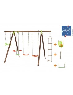 Portique BAYANO bois et métal 2.3 m avec balançoires - Enfants 3/12 ans