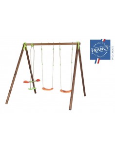 Portique de jeux YUKO bois et métal 2.3 m avec balançoires - Enfants 3/12 ans