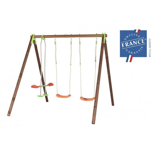 Portique de jeux YUKO bois et métal 2.3 m avec balançoires - Enfants 3/12 ans