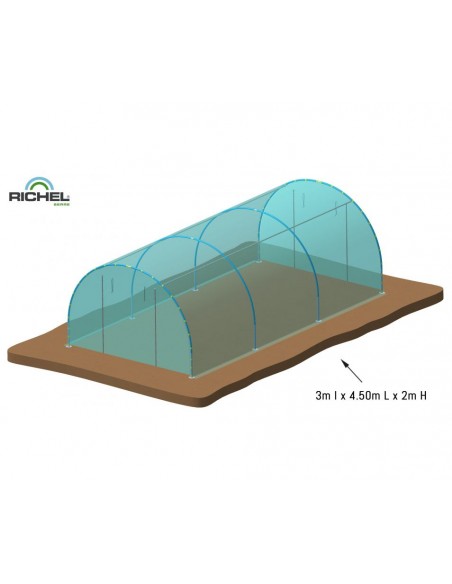 Serre tunnel 13.5 m² 2 portes zippées