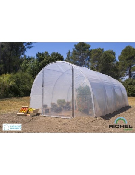 Serre tunnel RICHEL pieds droits 18 m² avec 2 portes battantes