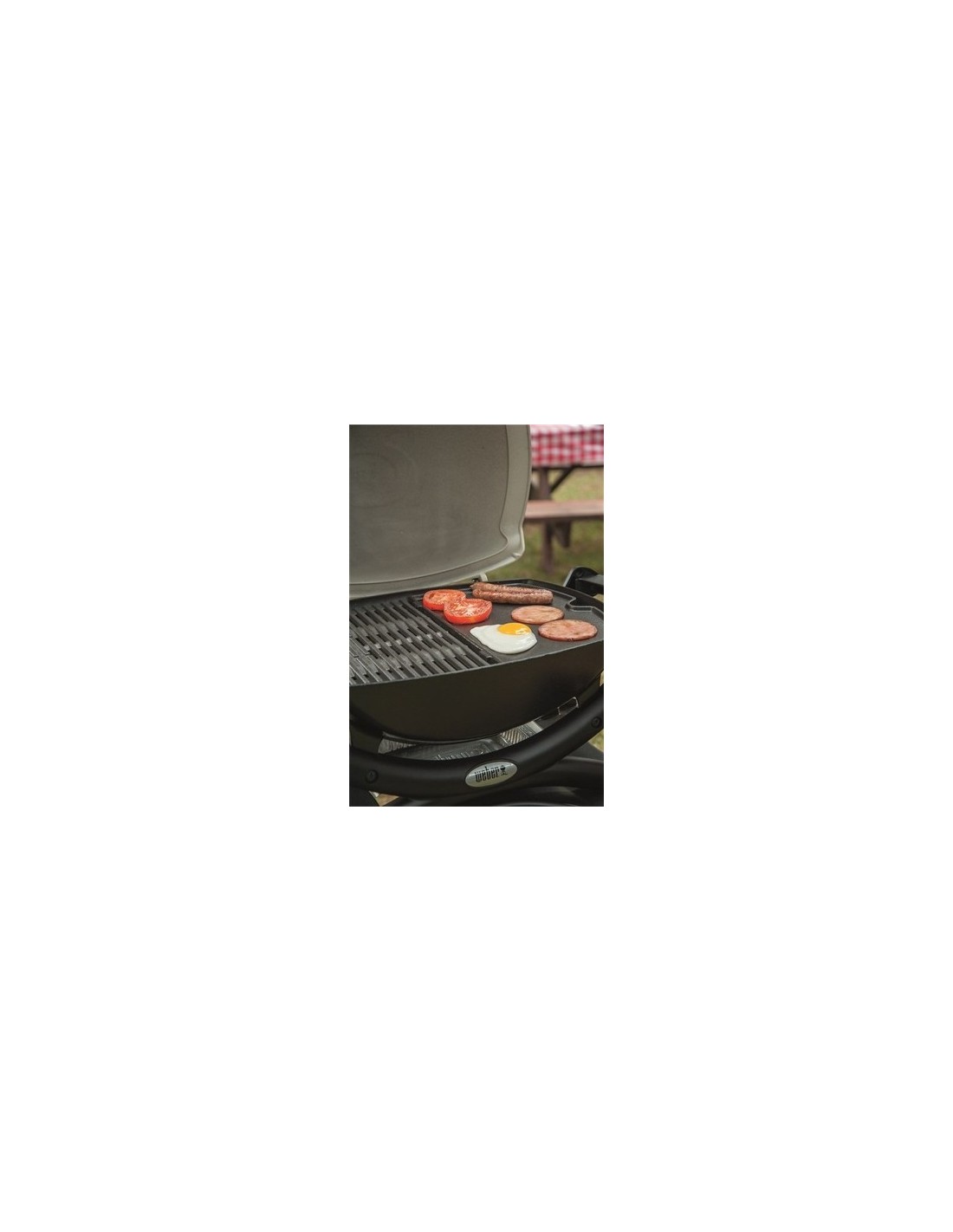 plancha en fonte d 39 acier pour barbecue weber série q 2000 lumineo led lights
