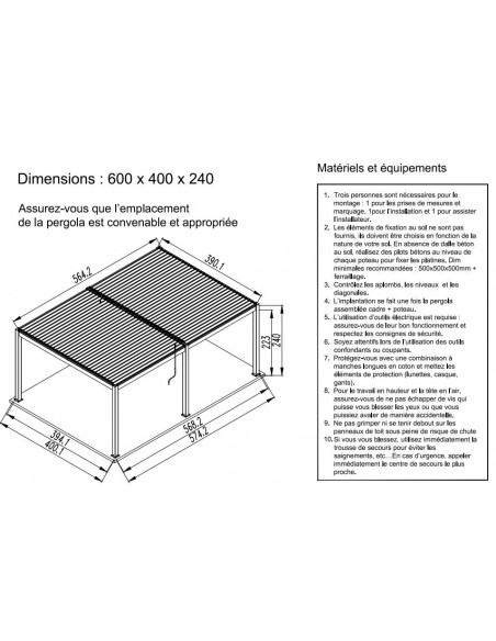 Achat Tonnelle Bioclimatique Zéphir 6x4 m en aluminium avec lames motorisées - Oceo