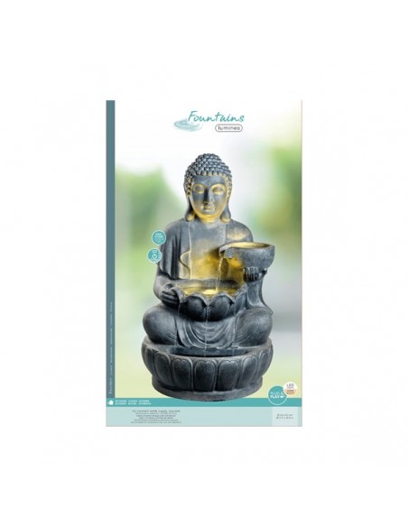 Fontaine décorative Bouddha led anthracite