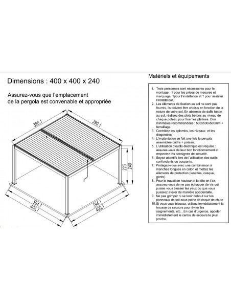 Achat Notice Tonnelle Bioclimatique Eris manuel 4x4m en Aluminium grey blanc - Océo