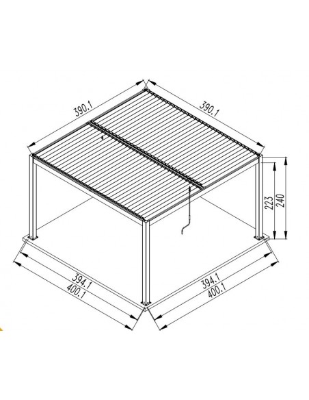 Achat Taille Tonnelle Bioclimatique Eris manuel 4x4m en Aluminium grey blanc - Océo