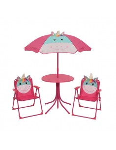 Ensemble mobilier de jardin licorne rose