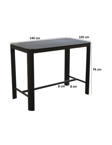 Taille Table haute de jardin EOS en aluminium 74x140 cm - Proloisirs