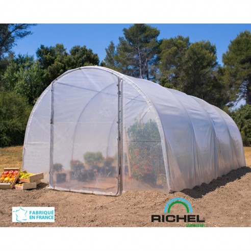 Serre tunnel RICHEL pieds droits 18 m² avec 2 portes battantes