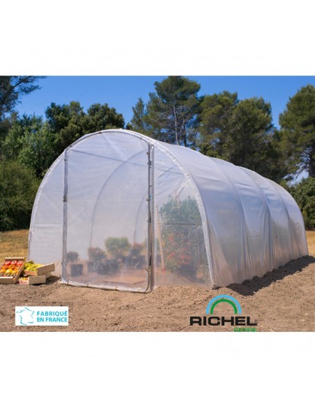 Serre tunnel RICHEL pieds droits 18 m² avec 2 portes battantes