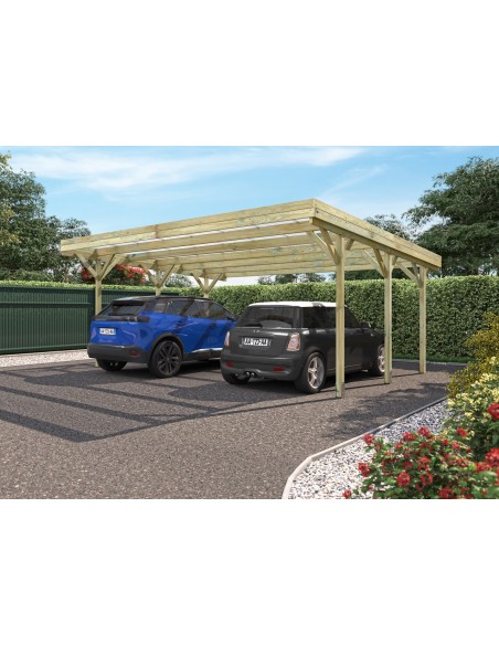 Carport double JEAN traité autoclave de 31 m²