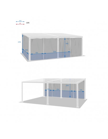 HESPERIDE - Rideaux pour Tonnelle Avila Ardoise 7.2 x 3 m