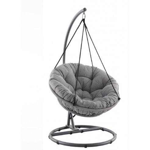 Chaise suspendue fauteuil œuf balancelle avec coussin intérieur/extérieur  gris