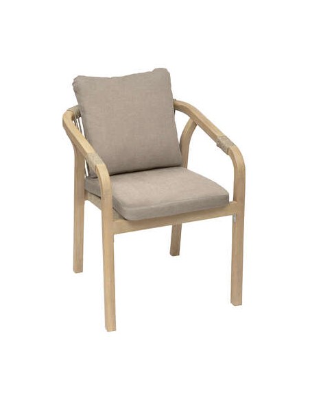 Fauteuil repas Papouasie Acacia et Coussins Taupe - Hesperide