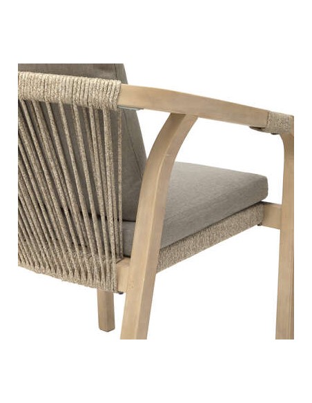 Fauteuil repas Papouasie Acacia et Coussins Taupe - Hesperide