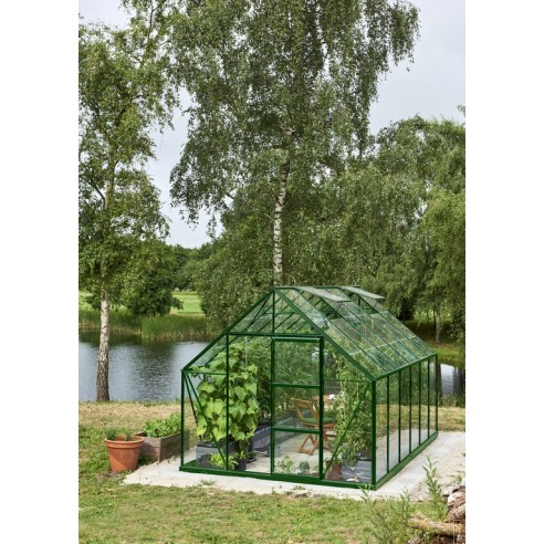 Serre de jardin Universal 9.9 m² laquée verte en verre 3 mm