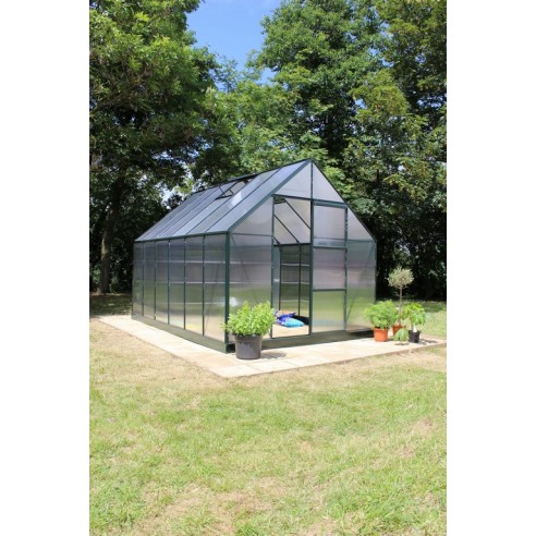 Serre de jardin Universal 9.9 m² laquée verte en polycarbonate 6 mm