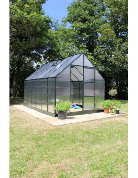 Serre de jardin Universal 9.9 m² laquée verte en polycarbonate 6 mm