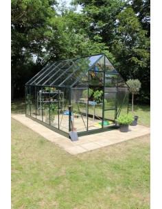 Serre de jardin Universal 9.9 m² laquée verte en verre trempé 3 mm