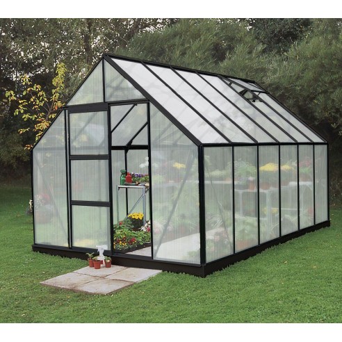 Serre de jardin Universal 9.9 m² laquée noire en polycarbonate 6 mm