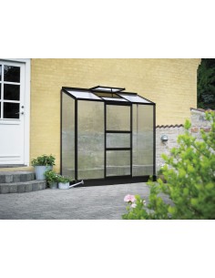 Serre adossée Altan 3 laquée noire 1.3 m² en polycarbonate 4 mm