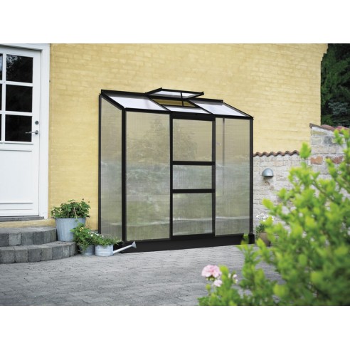 Serre adossée Altan 3 laquée noire 1.3 m² en polycarbonate 4 mm