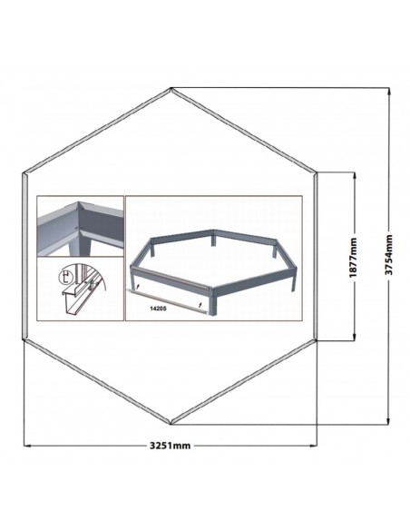 Serre Atrium HALLS 9 m² laquée verte en verre trempé 3 mm