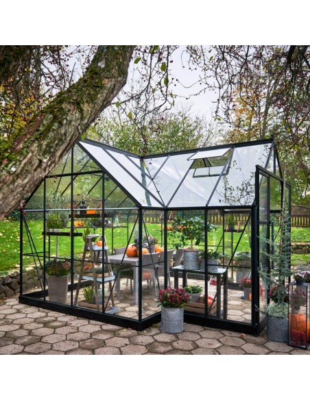 Serre orangerie Garden Room laquée noire 12.9 m² en verre trempé 3 mm