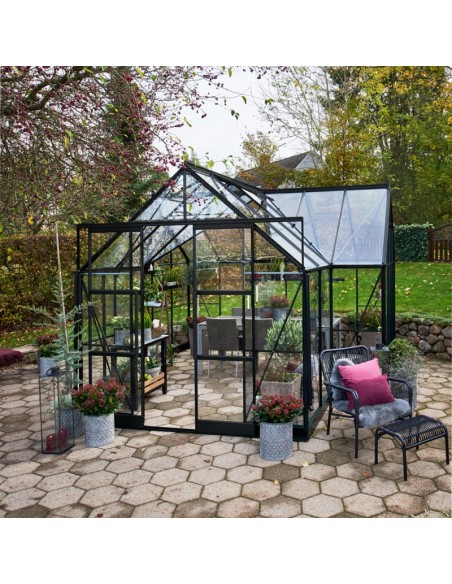 Serre orangerie Garden Room laquée noire 12.9 m² en verre trempé 3 mm