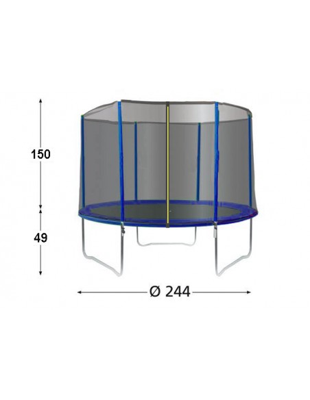 Trampoline de 2.44 m pour enfants 3/16 ans+filet de protection