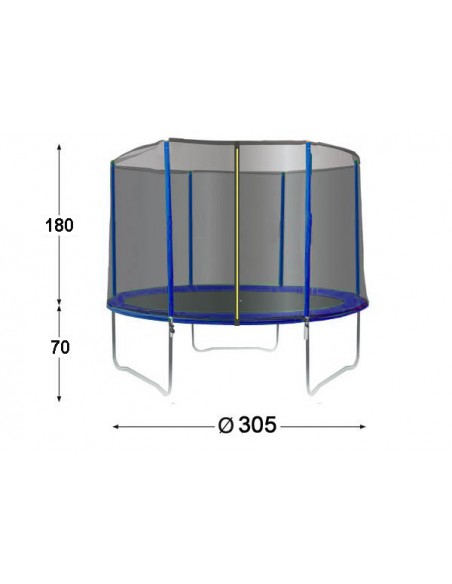 Trampoline de 3.05 m pour enfants 3/16 ans+filet de protection