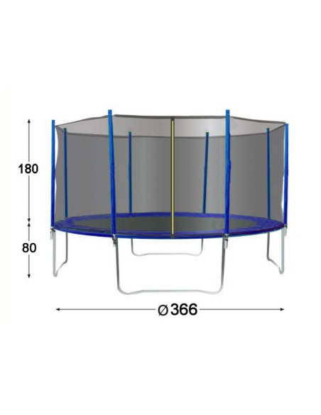 Trampoline de 3.66 m pour enfants 3/16 ans+filet de protection