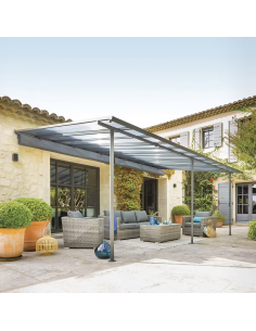 Achat Pergola adossée Belize 6 x 3.5 m - Aluminium et polycarbonate - Hespéride