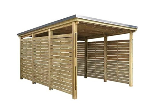 Carport en bois avec paneaux latéraux pour protéger votre véhicule.