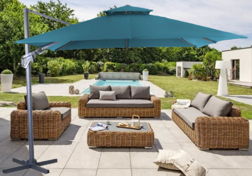 parasol déporté bleu nh bio 3x3m orientable proloisirs