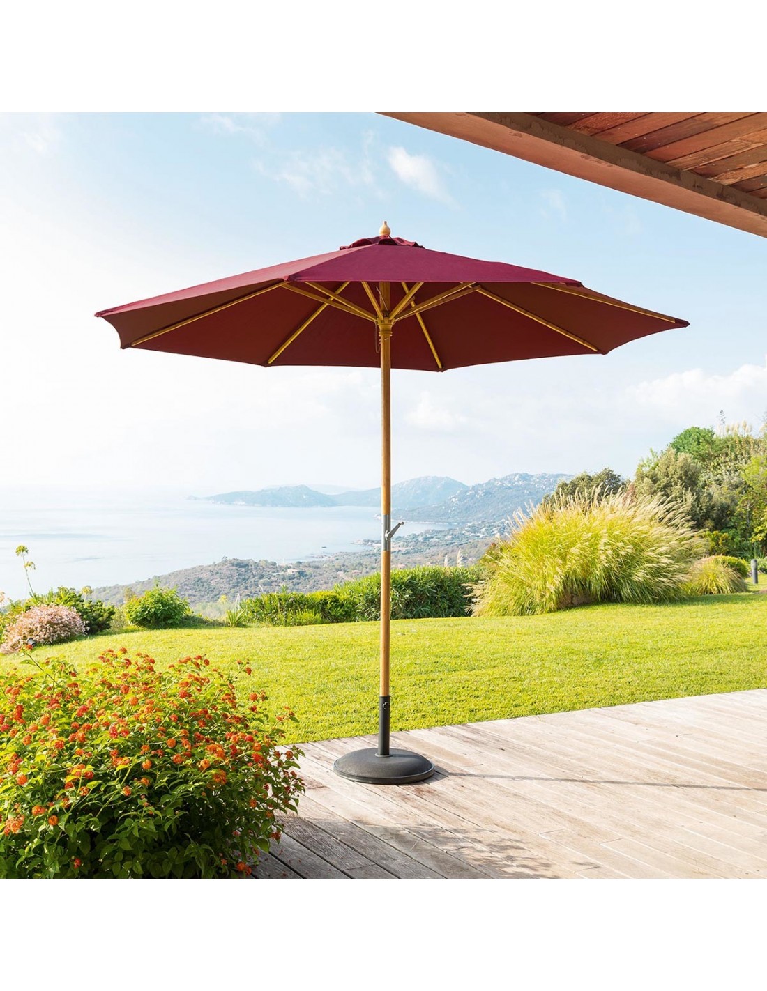 parasol droit hesperide ombre terrasse bambou polyester